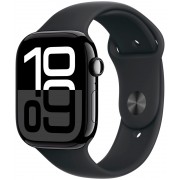 Apple Watch Series 10, 42 мм, корпус из алюминия цвета чёрный глянец, спортивный ремешок черного цвета